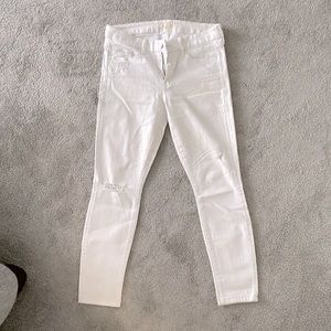 Mother the looker ankle jeans, white distressed, size 28